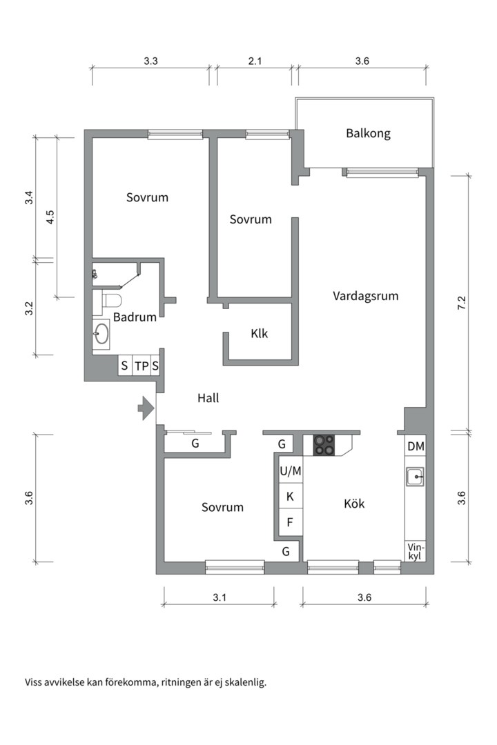 Planlösning från Portalgatan 27, Kommande i Kapellgärdet, Uppsala