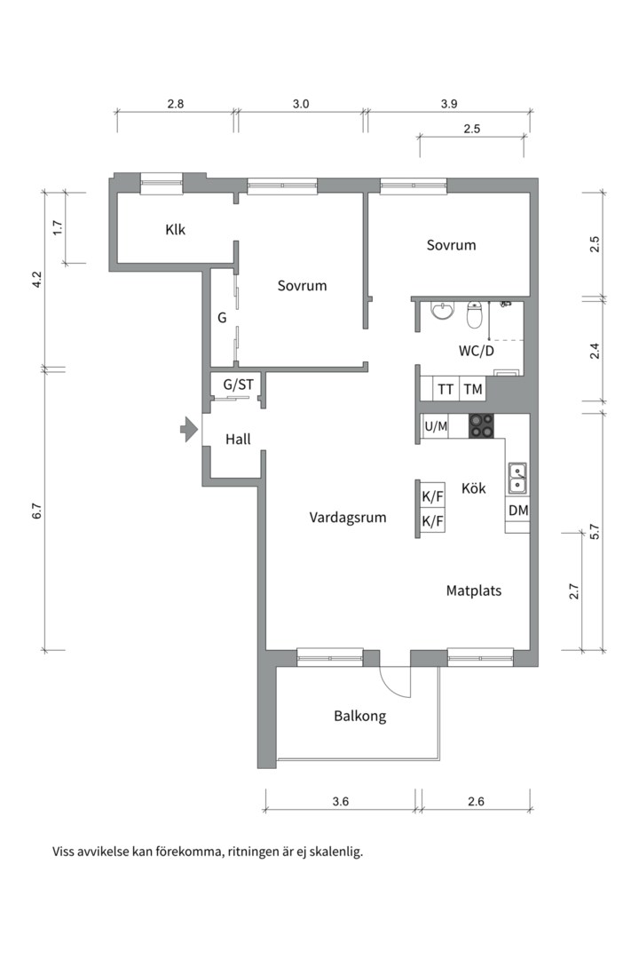 Planlösning från Plattgatan 4, Såld i Luthagen, Uppsala