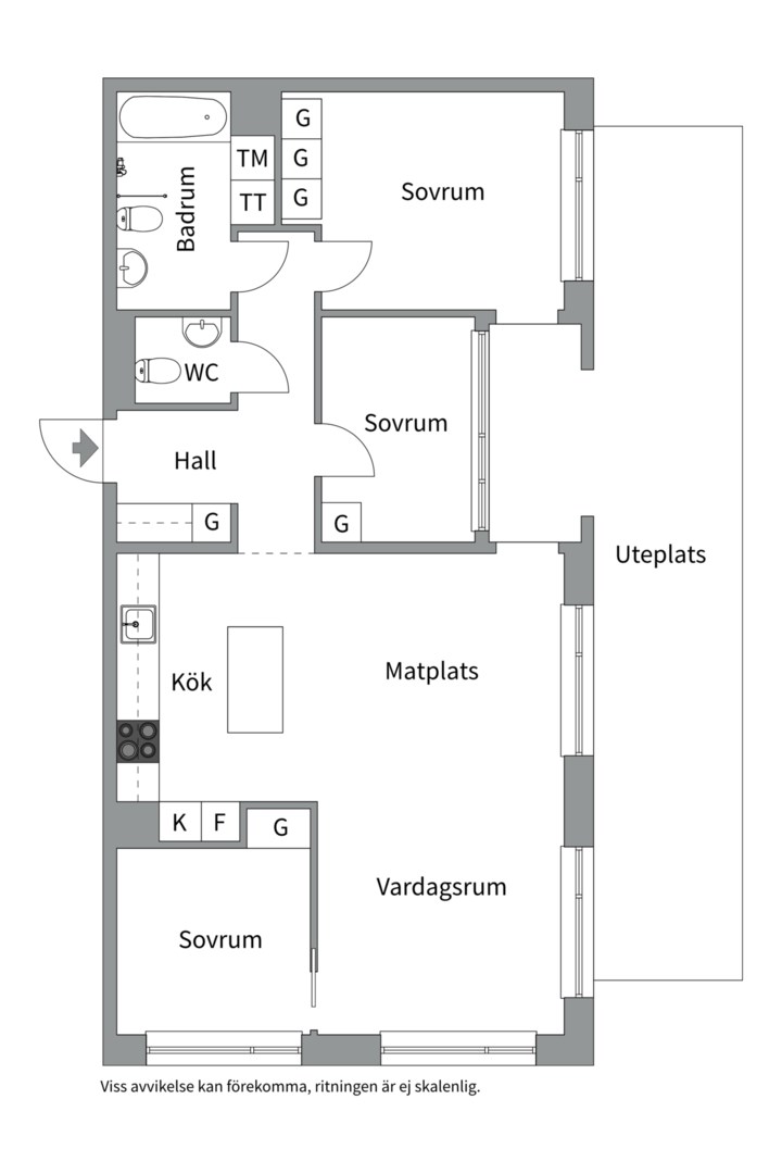 Planlösning från Orgelgatan 7, Kommande i Kapellgärdet, Uppsala