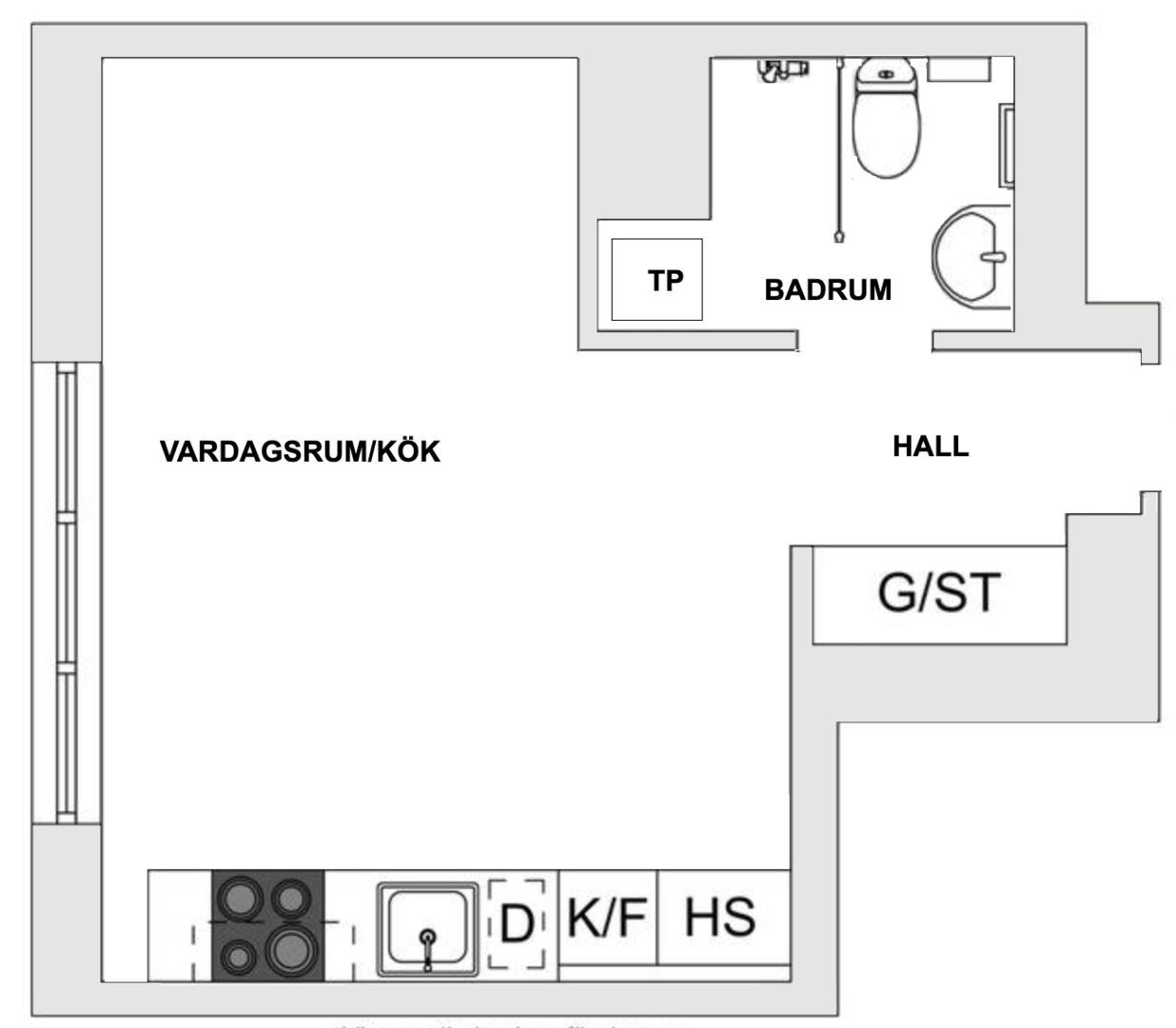 Planlösning från Kvarnholmsvägen 96, Till salu i Kvarnholmen, Nacka