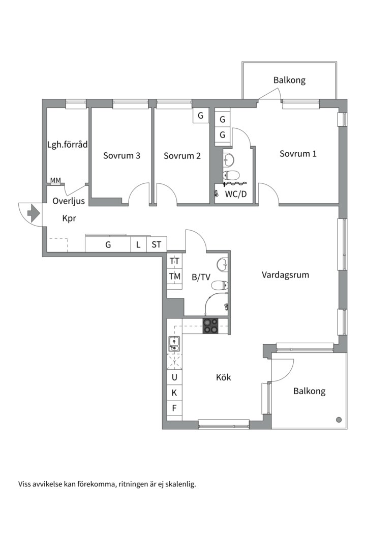 Planlösning från Solskensgatan 7, Kommande i Gränby, Uppsala