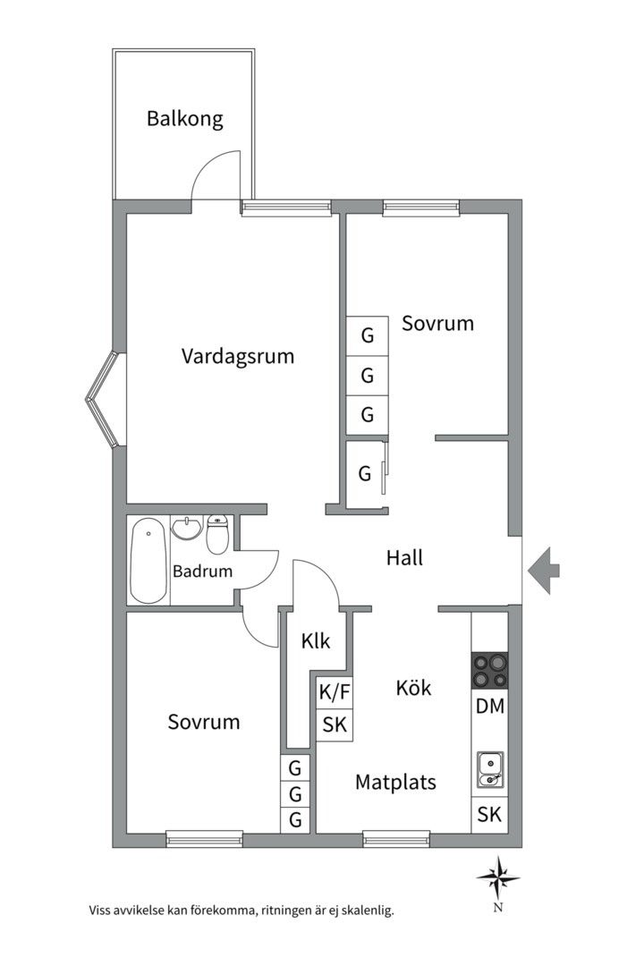 Planlösning från Murargatan 4 A, Såld i Salabacke, Uppsala