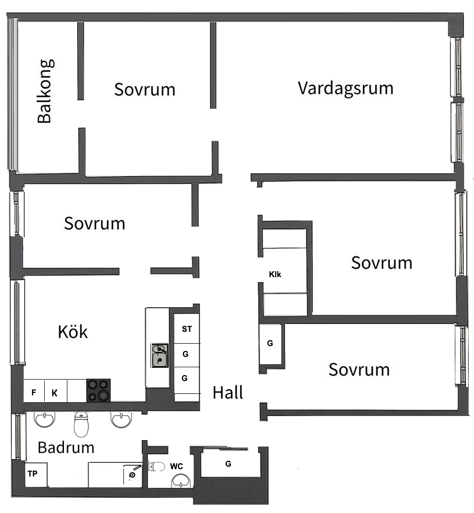 Planlösning från Henriksdalsringen 29, Såld i Henriksdalsberget, Nacka