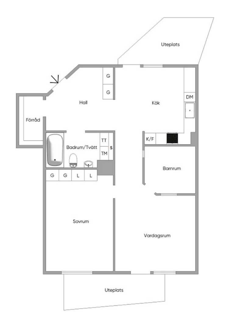 Planlösning från Järla gårdsväg 19, Såld i Järla sjö, Nacka