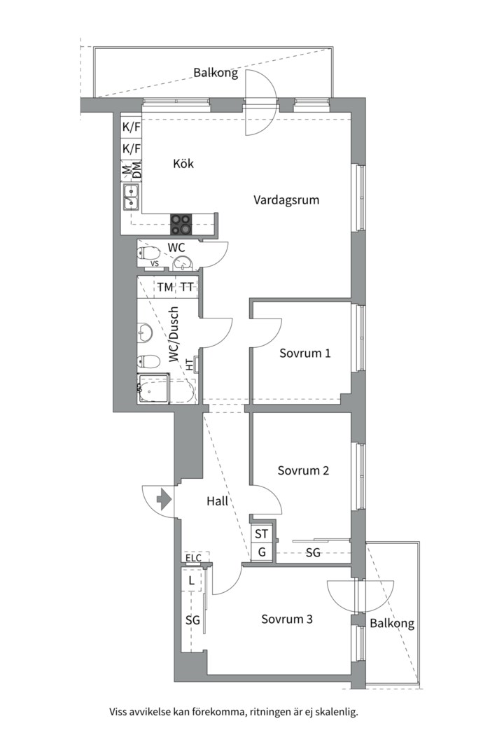 Planlösning från Årstaskogs Väg 10, vån 23, Såld i Årstaberg, Stockholm