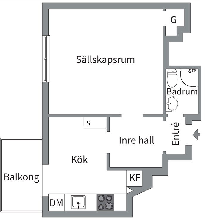 Planlösning från Sven Rinmans gata 3, Såld i Kungsholmen, Stockholm