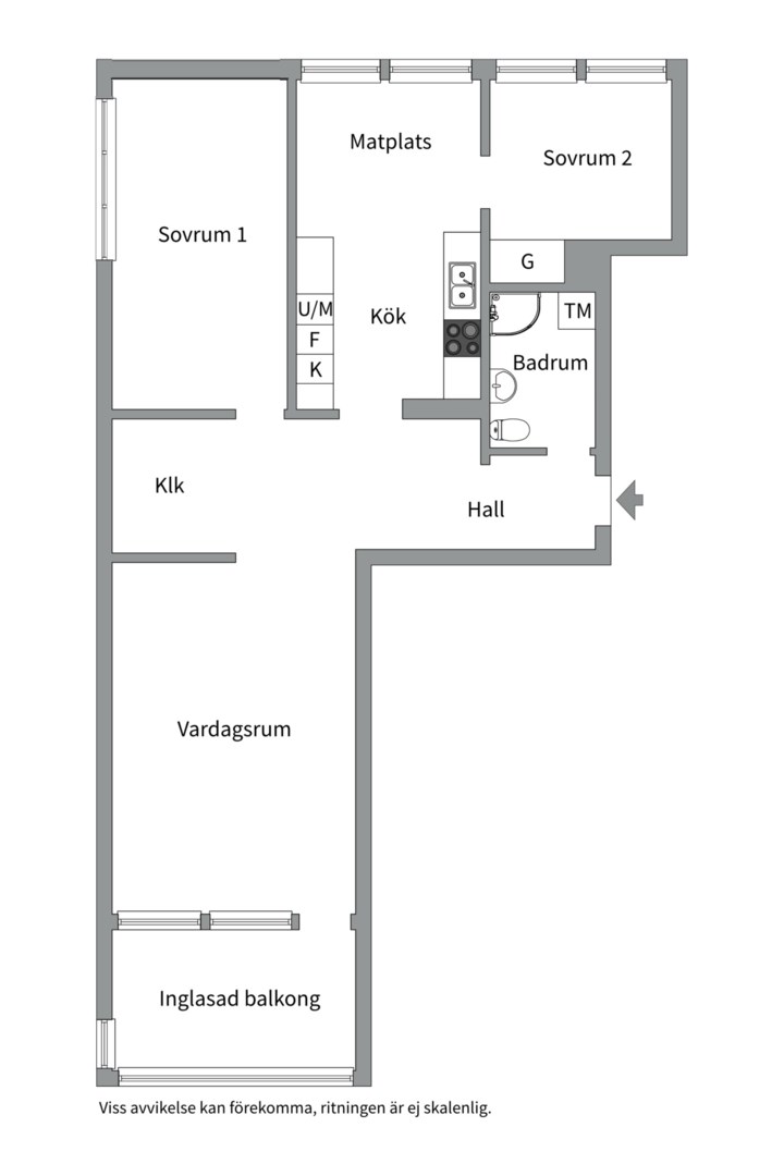 Planlösning från Skjutbanegatan 7B, Såld i Haga, Västerås