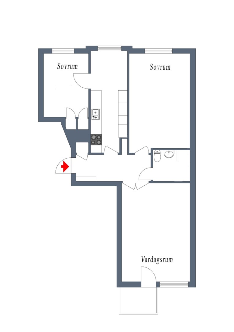 Planlösning från Tullingebergsvägen 2B, Kommande i G:a Tullingeberg, Botkyrka