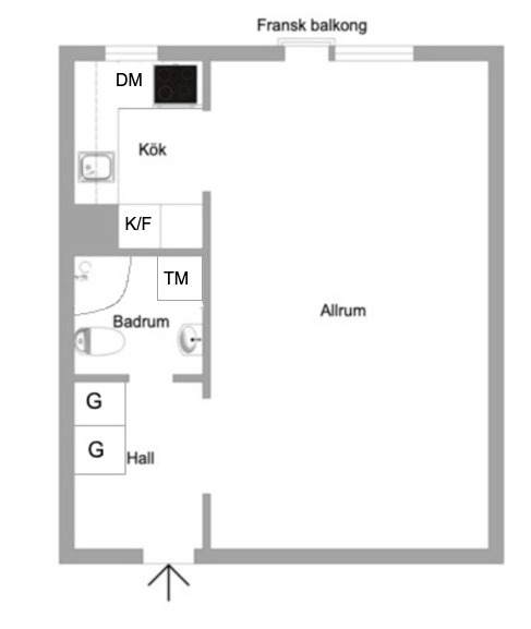 Planlösning från Edinsvägen 12, Såld i Ektorp, Nacka