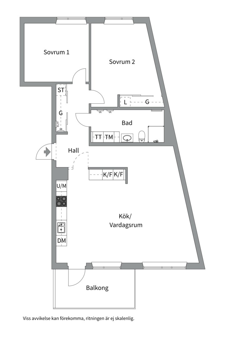Planlösning från Torngatan 3, Till salu i Kapellgärdet, Uppsala