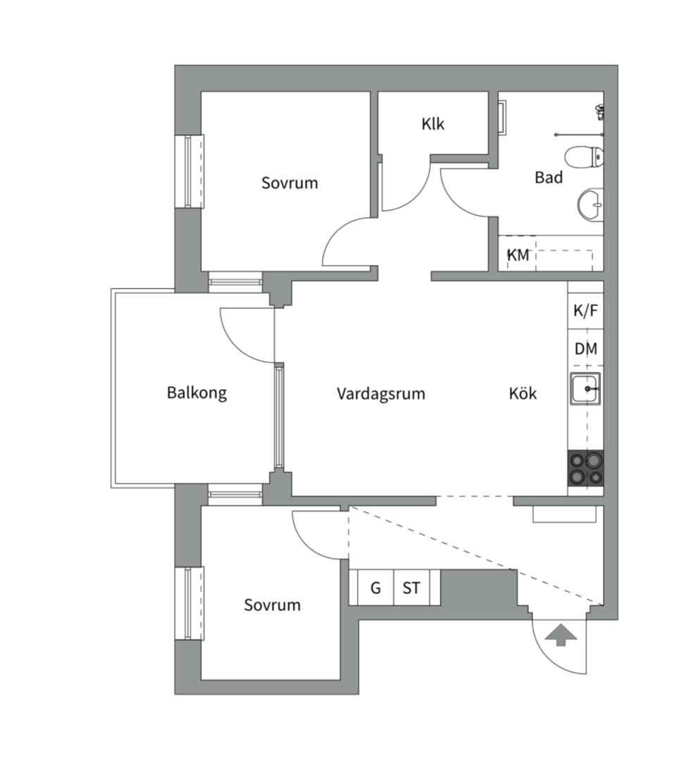 Planlösning från Fabrikörvägen 11, Kommande i Nacka Strand, Nacka