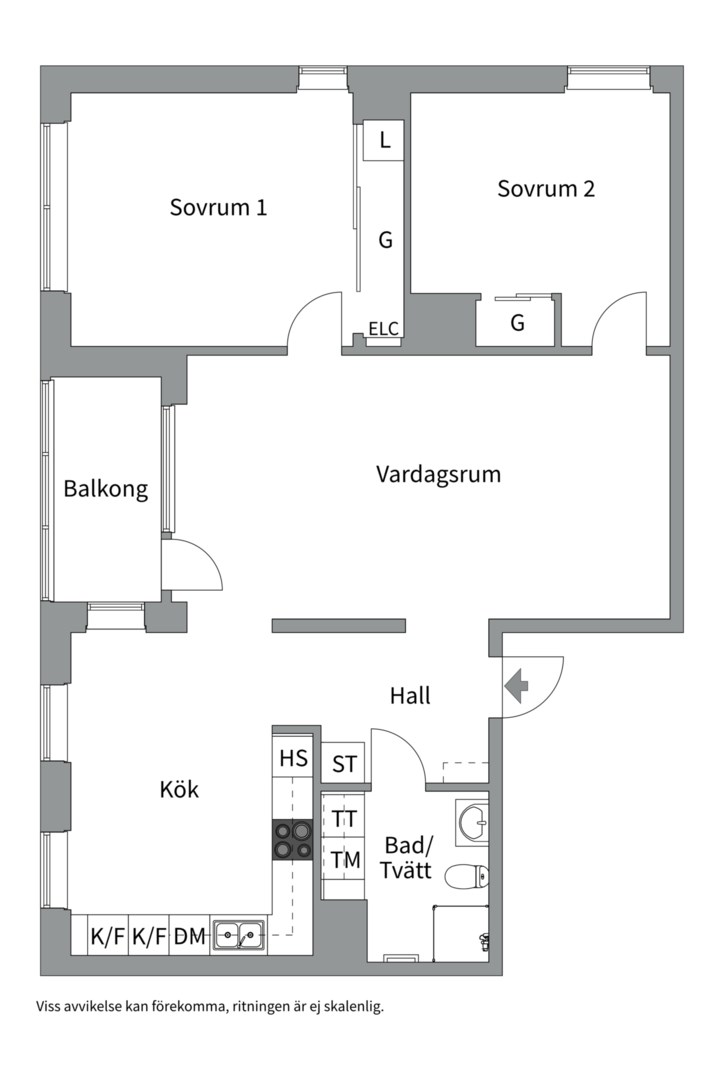 Planlösning från Hammarby allé 11,6tr, Såld i Hammarby Sjöstad, Stockholm