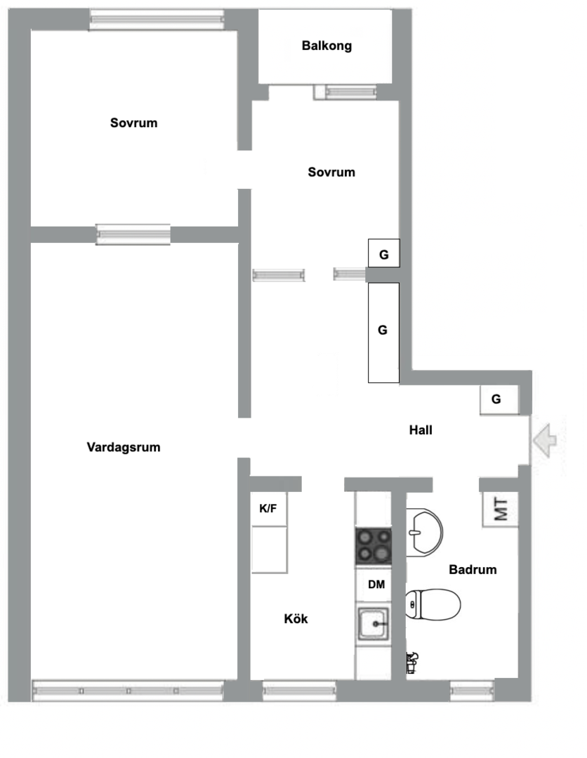 Planlösning från Henriksdalsringen 107, Såld i Henriksdalsberget, Nacka