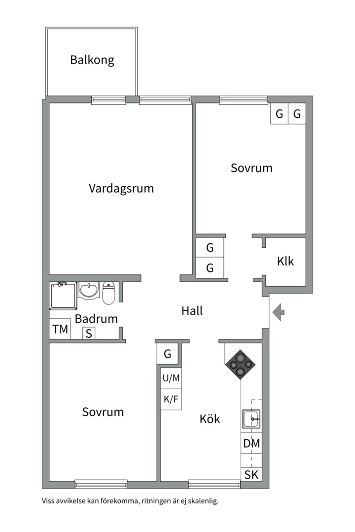 Planlösning från Byggmästargatan 8A, Kommande i Salabacke, Uppsala