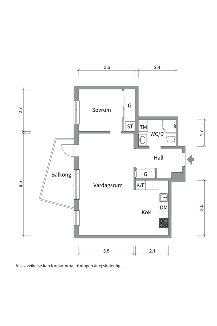 Planlösning från Portalgatan 90, Såld i Kapellgärdet, Uppsala