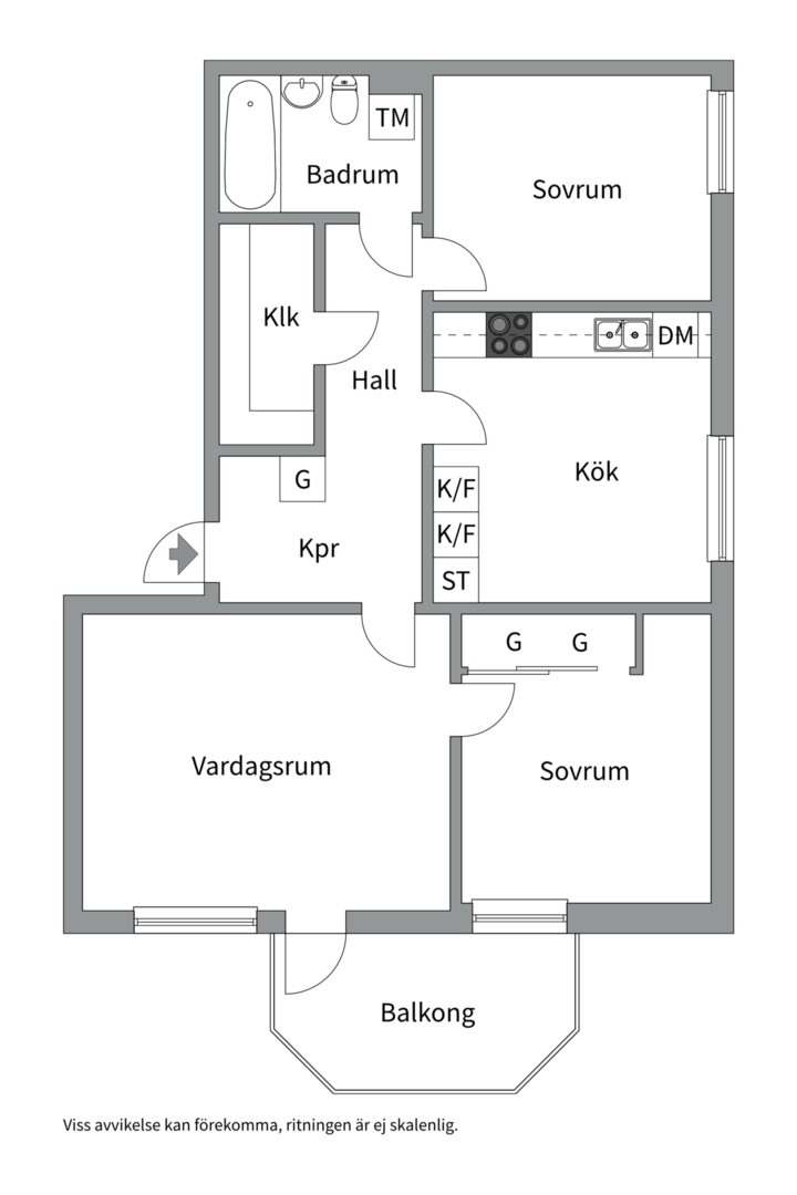 Planlösning från Blekingevägen 2, Kommande i Sävja, Uppsala