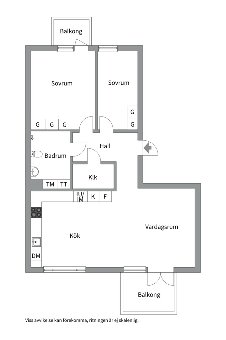 Planlösning från Portalgatan 53, Kommande i Kapellgärdet, Uppsala