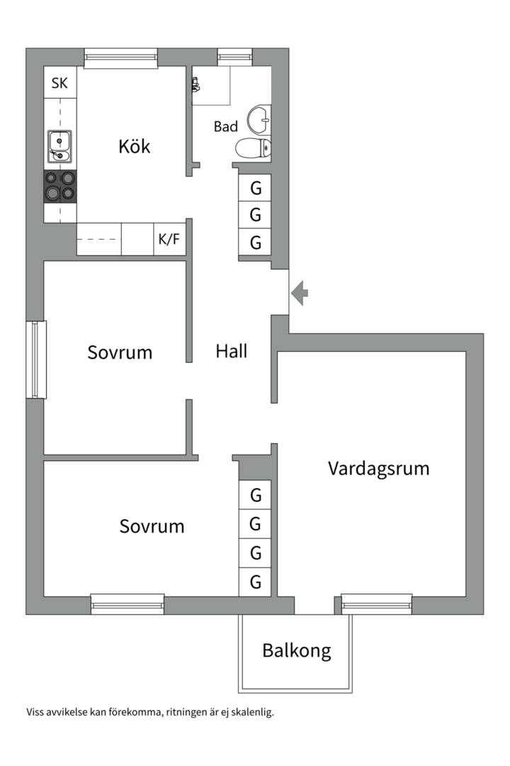 Planlösning från Sköldungagatan 36C, Såld i Svartbäcken, Uppsala