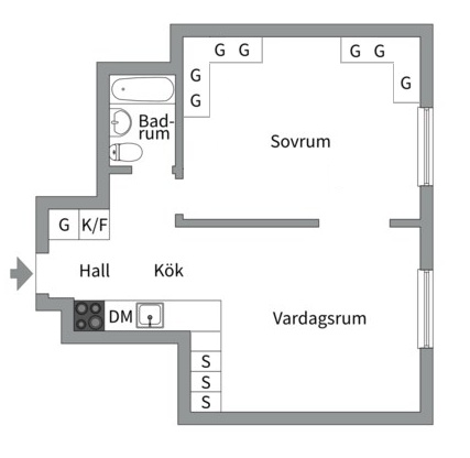 Planlösning från Sankt Eriksgatan 12, Kommande i Kungsholmen - Nedre Kungsholmen, Stockholm
