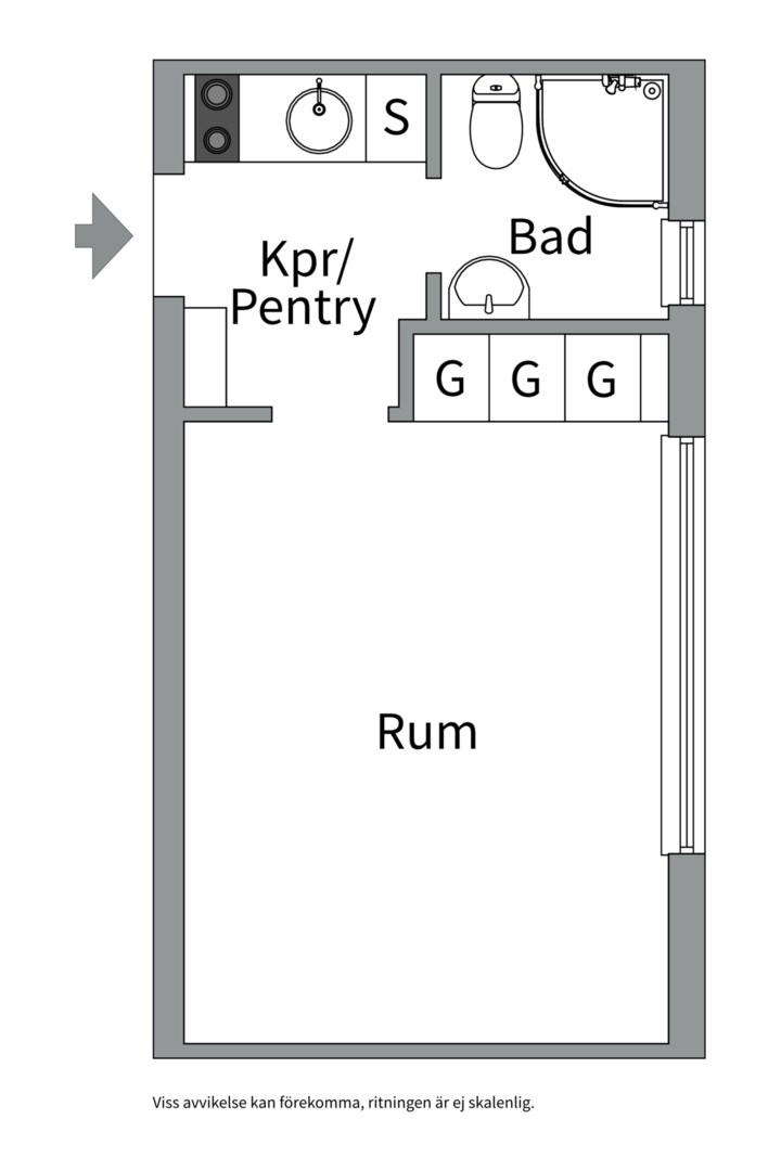 Planlösning från Norrtäljegatan 6C, Kommande i Fålhagen, Uppsala