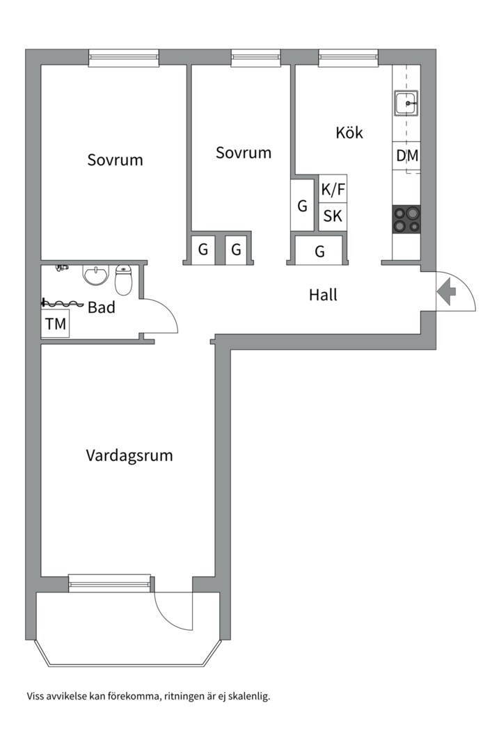 Planlösning från Murargatan 30C, Till salu i Salabacke, Uppsala
