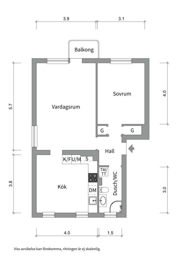 Planlösning från Folkungagatan 8A, Såld i Svartbäcken, Uppsala