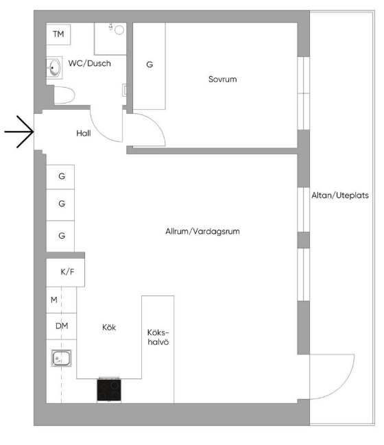 Planlösning från Ljuskärrsvägen 78, Kommande i Ljuskärrsberget - Saltsjöbaden, Nacka