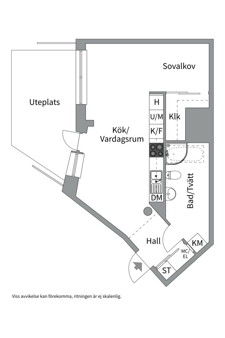 Planlösning från Svartbäcksgatan 42D, Till salu i Svartbäcken, Uppsala