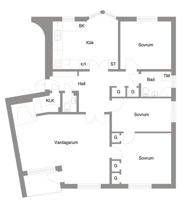 Planlösning från Narvavägen 23, Till salu i Krumeluren, Västerås