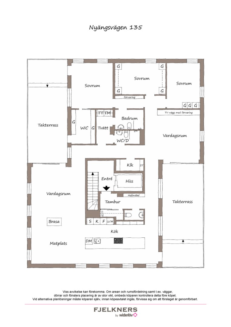 Planlösning från Nyängsvägen 135, Kommande i Bromma - Stora Mossen, Stockholm