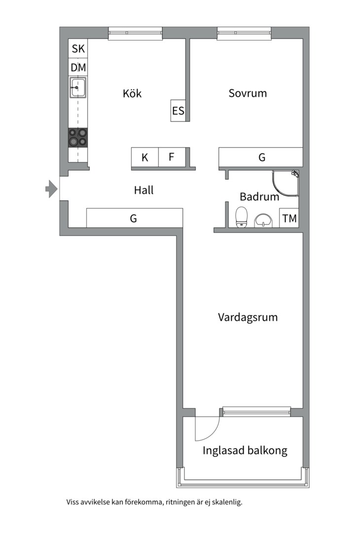 Planlösning från Kaserngatan 57, Såld i Viksäng, Västerås