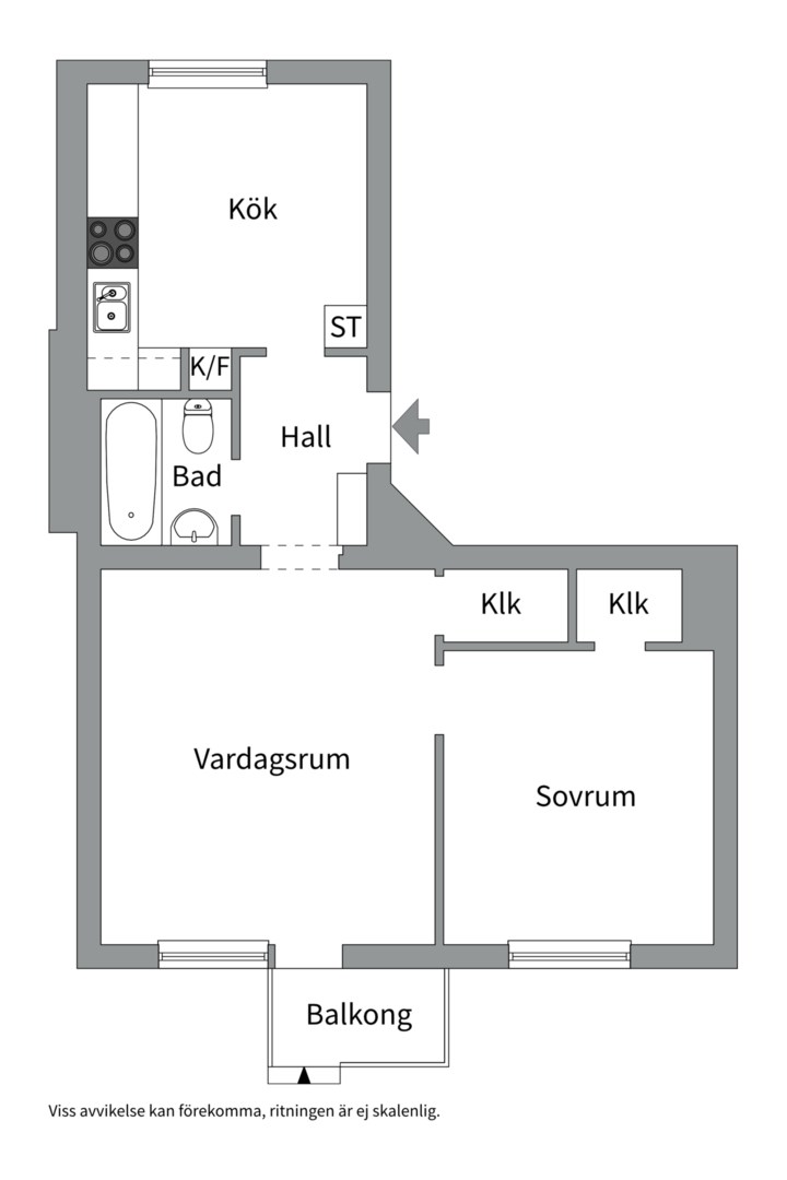 Planlösning från Norrtäljegatan 15B, Kommande i Fålhagen, Uppsala