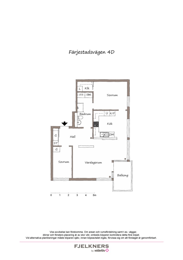 Planlösning från Färjestadsvägen 4D, Såld i Bromma - Södra Ängby, Stockholm