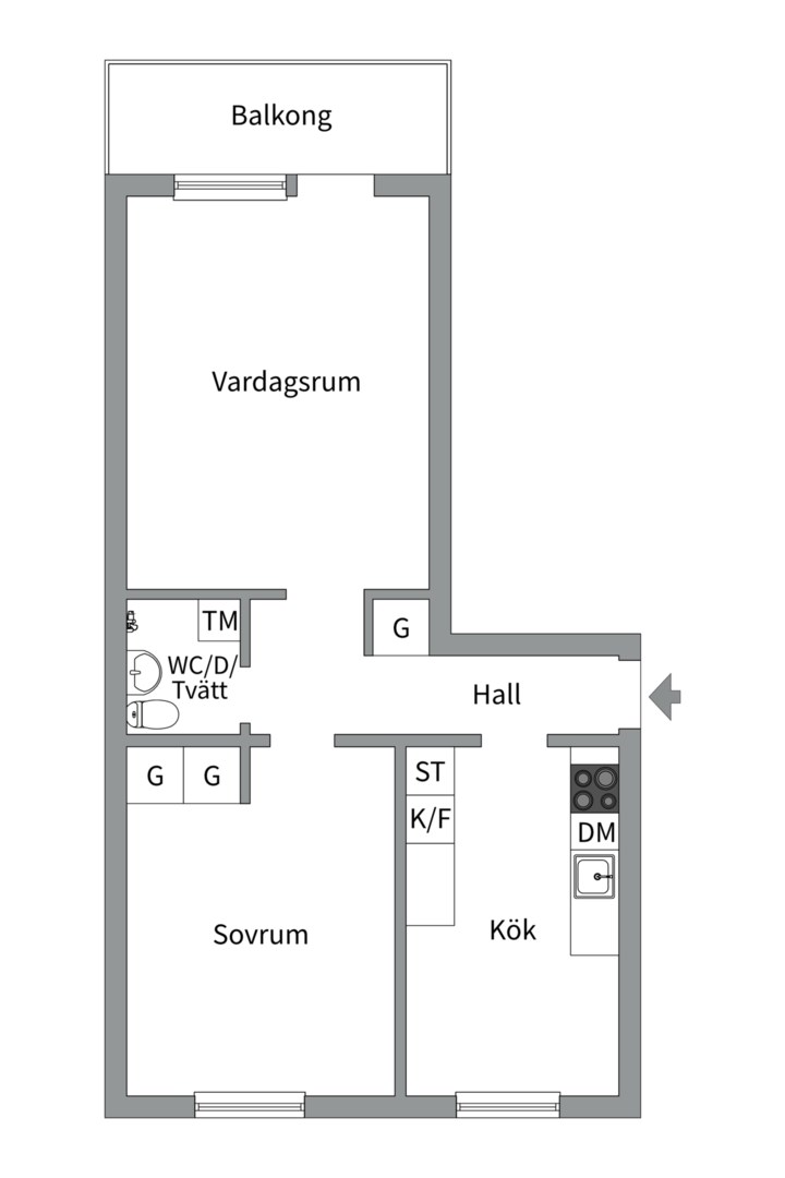 Planlösning från Ymergatan 15D, Såld i Fålhagen, Uppsala