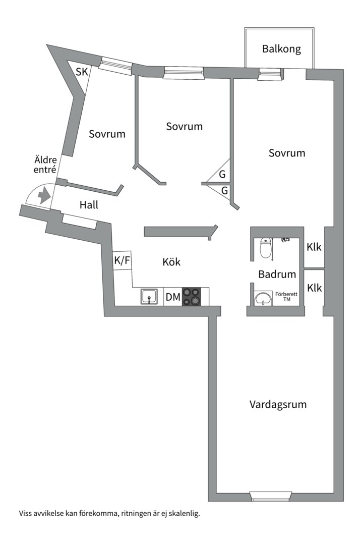 Planlösning från Vanadisvägen 5, Kommande i Vasastan, Stockholm