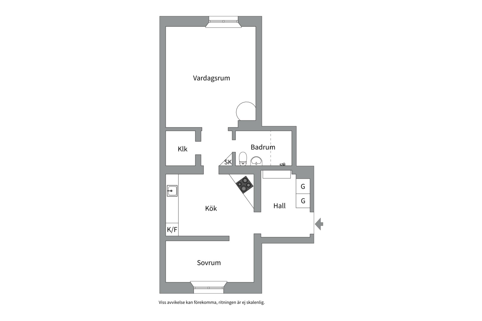 Planlösning från Övre Slottsgatan 32 B, Såld i Öfre Slotts, Uppsala