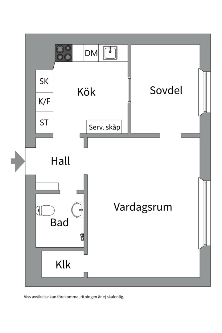 Planlösning från S:t Olofsgatan 52A, Såld i Höganäs, Uppsala