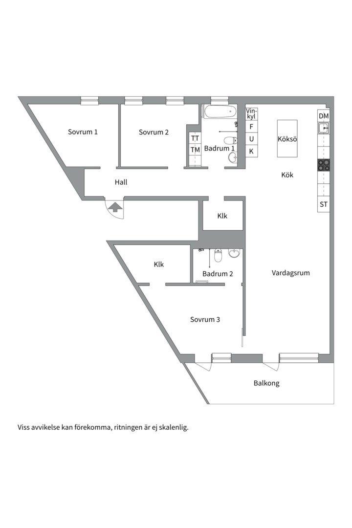 Planlösning från Storsegelvägen 6, Kommande i Gröndal, Stockholm