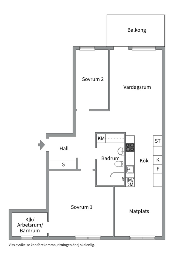 Planlösning från Årstaskogs väg 7A, Kommande i Liljeholmskajen/Årstaberg, Stockholm