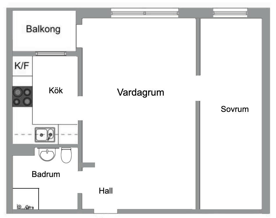 Planlösning från Henriksdalsringen 21, Kommande i Henriksdalsberget, Nacka