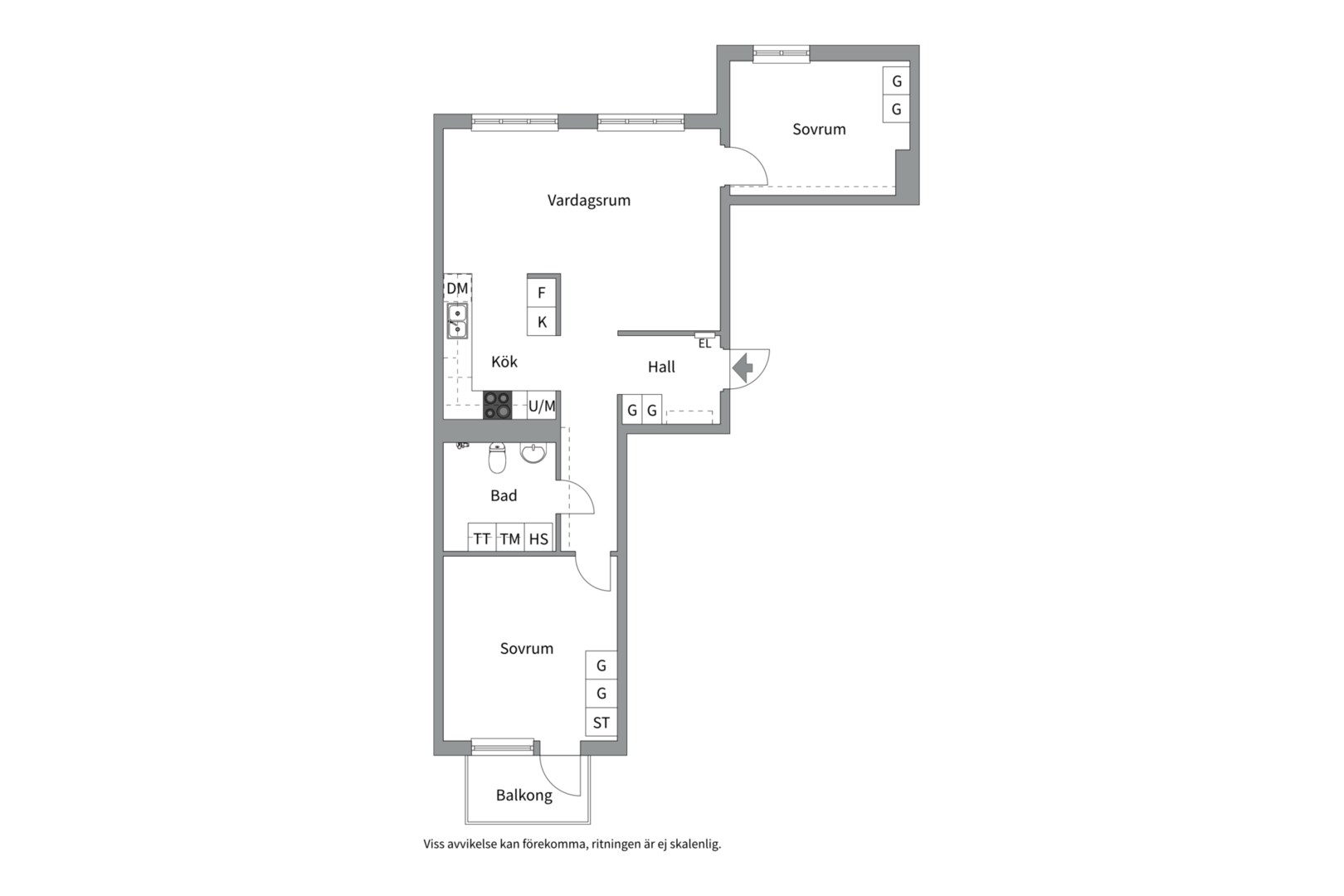 Planlösning från Leopoldsgatan 21, Kommande i Nyby, Uppsala
