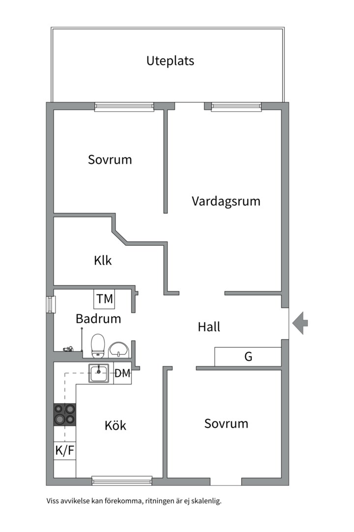 Planlösning från Körvelgatan 35B, Såld i Årsta, Uppsala