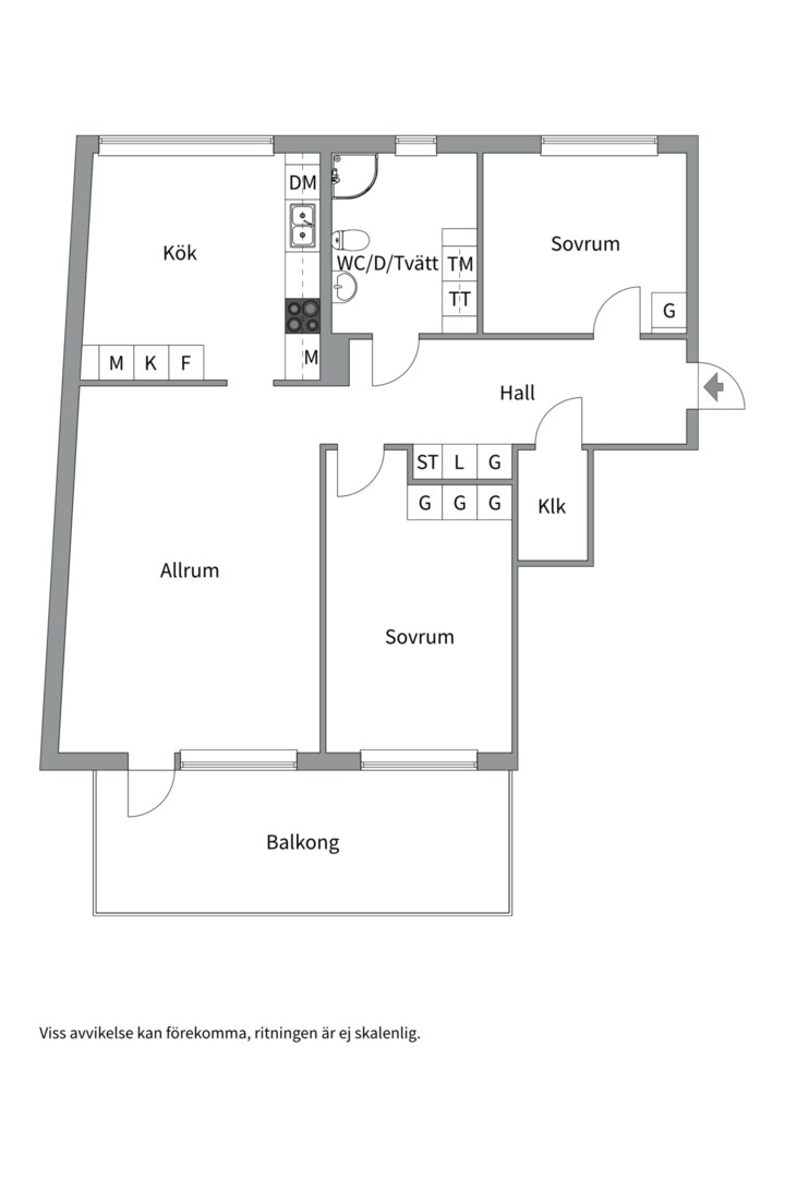 Planlösning från Regementsgatan 97, Såld i Viksäng, Västerås