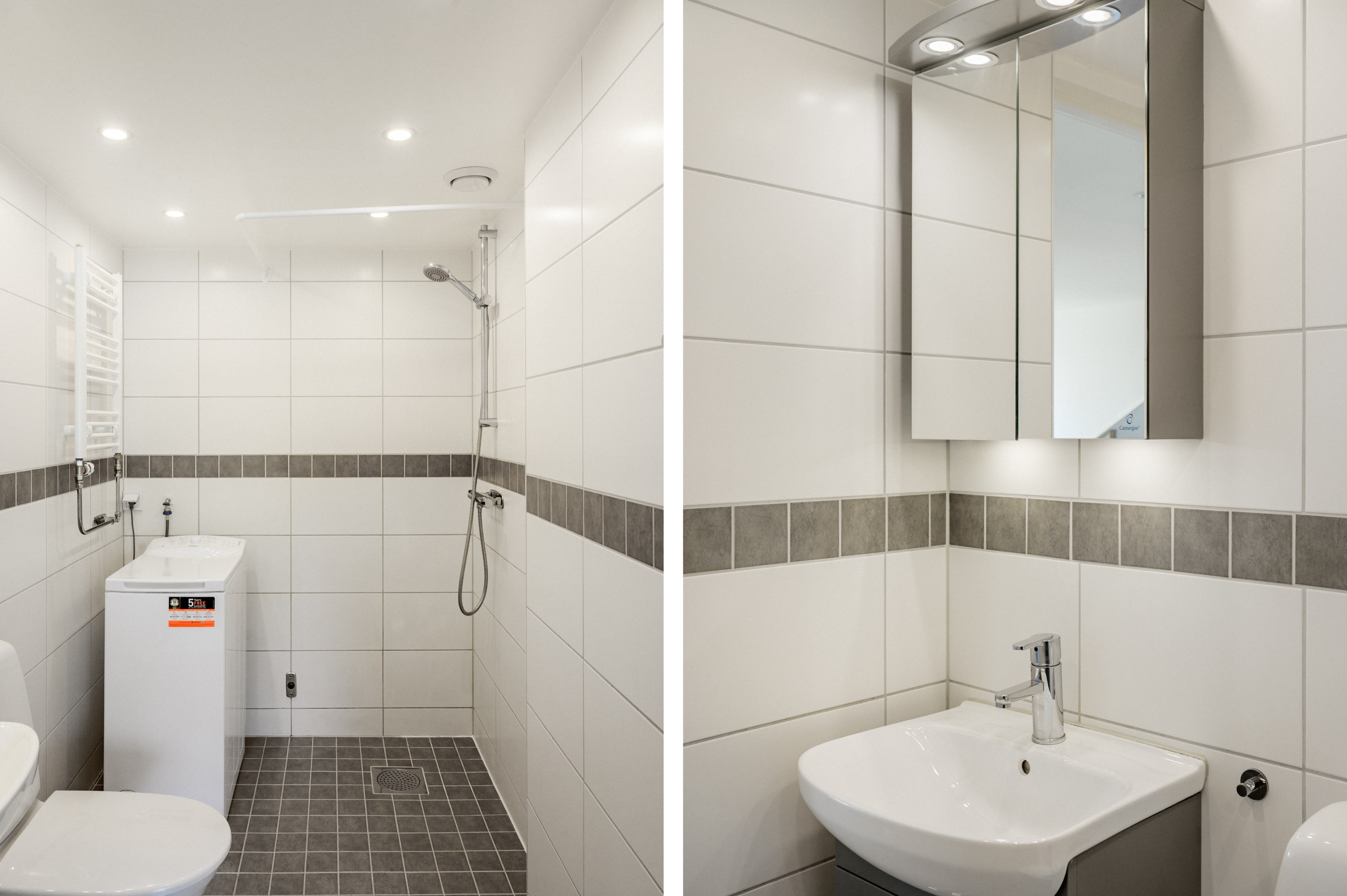 Plats för både tvättmaskin & dusch