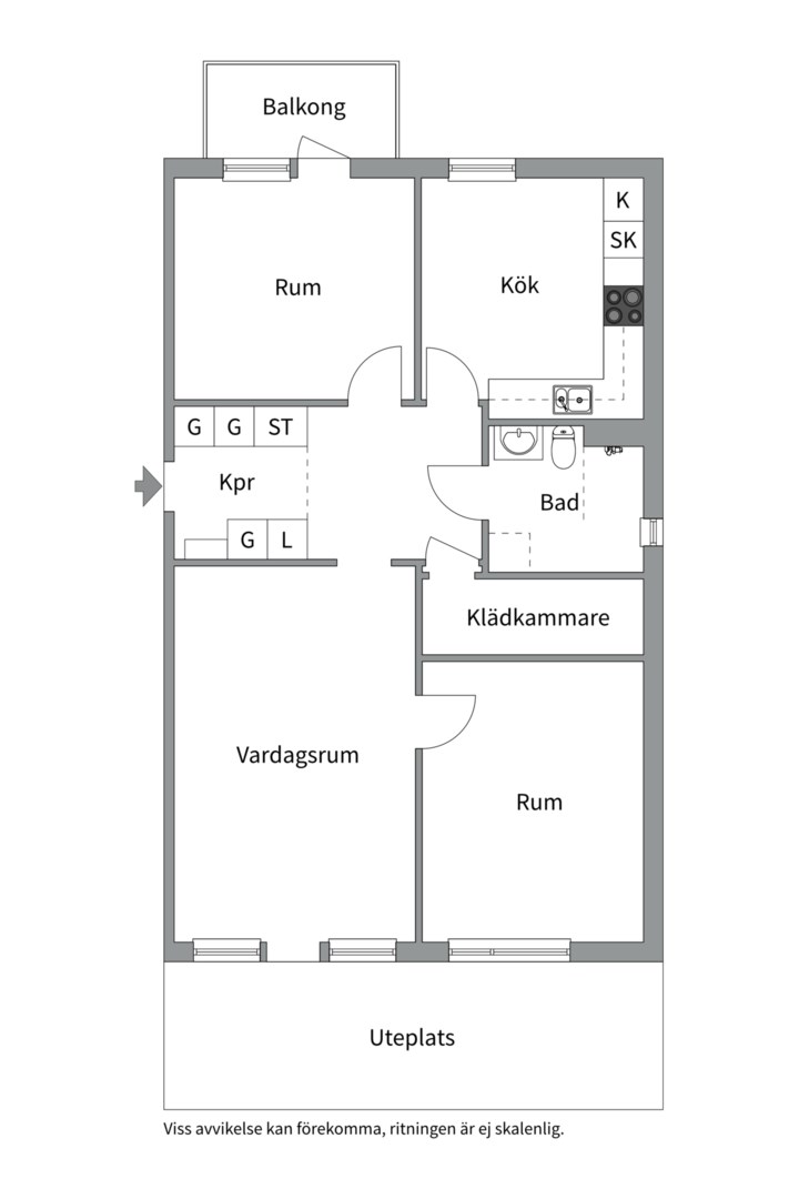Planlösning från Körvelgatan 45C, Kommande i Årsta, Uppsala