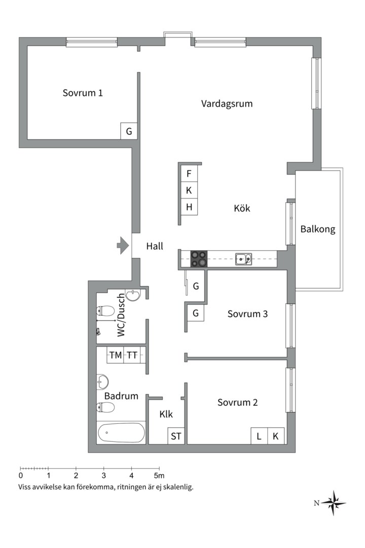 Planlösning från Portalgatan 4 C, Kommande i Kapellgärdet, Uppsala