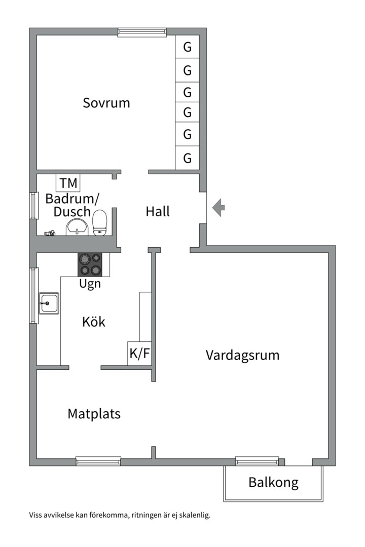 Planlösning från Artillerigatan 12B, Till salu i Kåbo, Uppsala