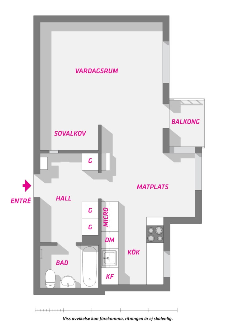 Planlösning från Fredsgatan 4B, Kommande i Främre Luthagen, Uppsala