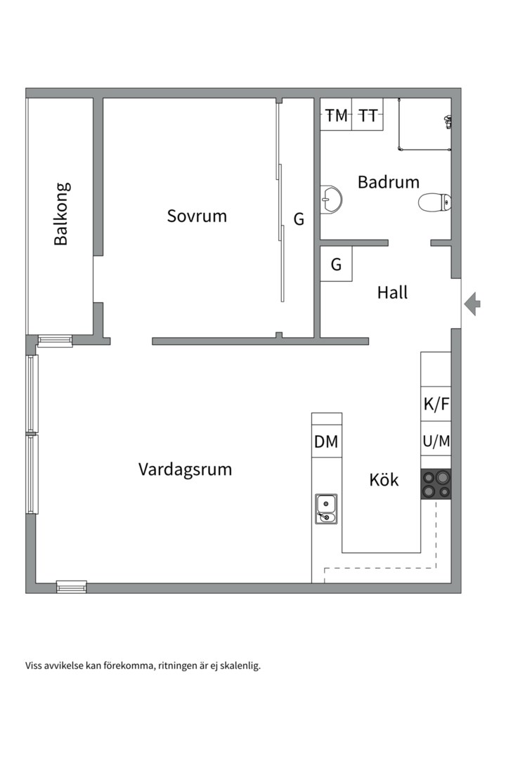 Planlösning från Gröndalsvägen 111, Till salu i Gröndal, Stockholm