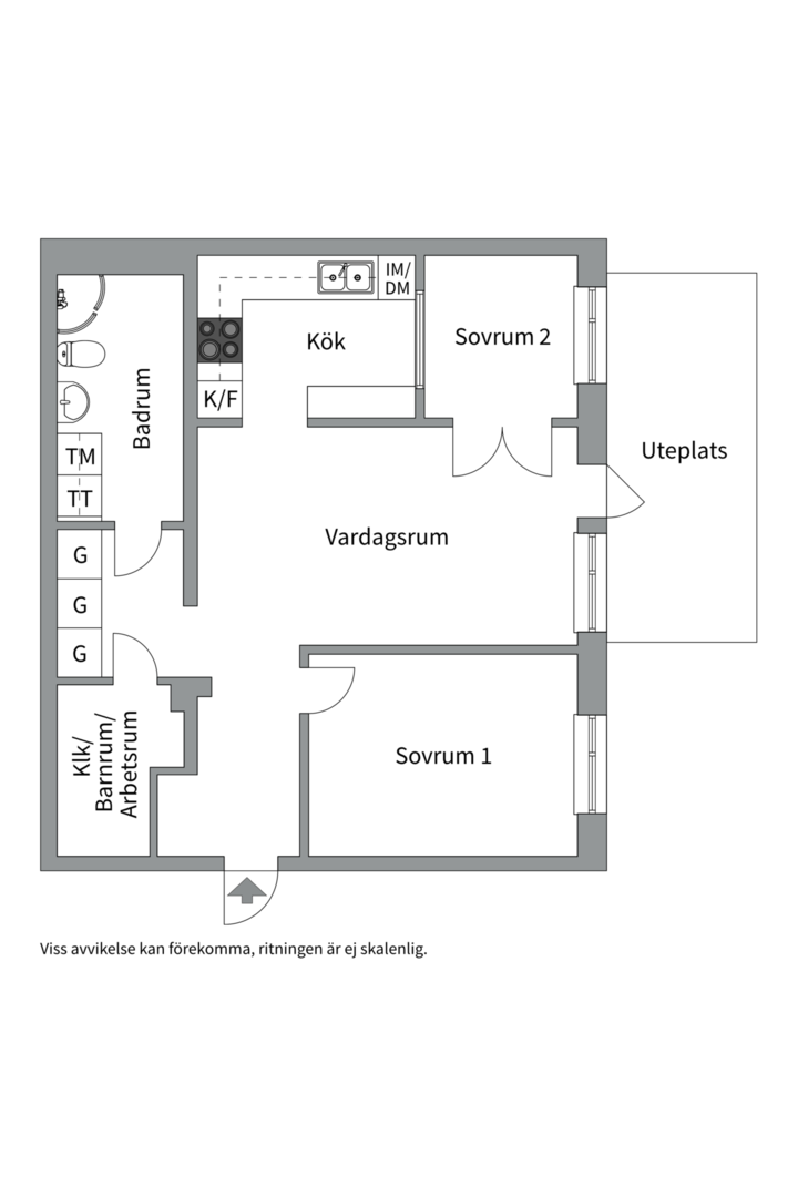 Planlösning från Snöskostigen 3, Kommande i Västertorp, Stockholm